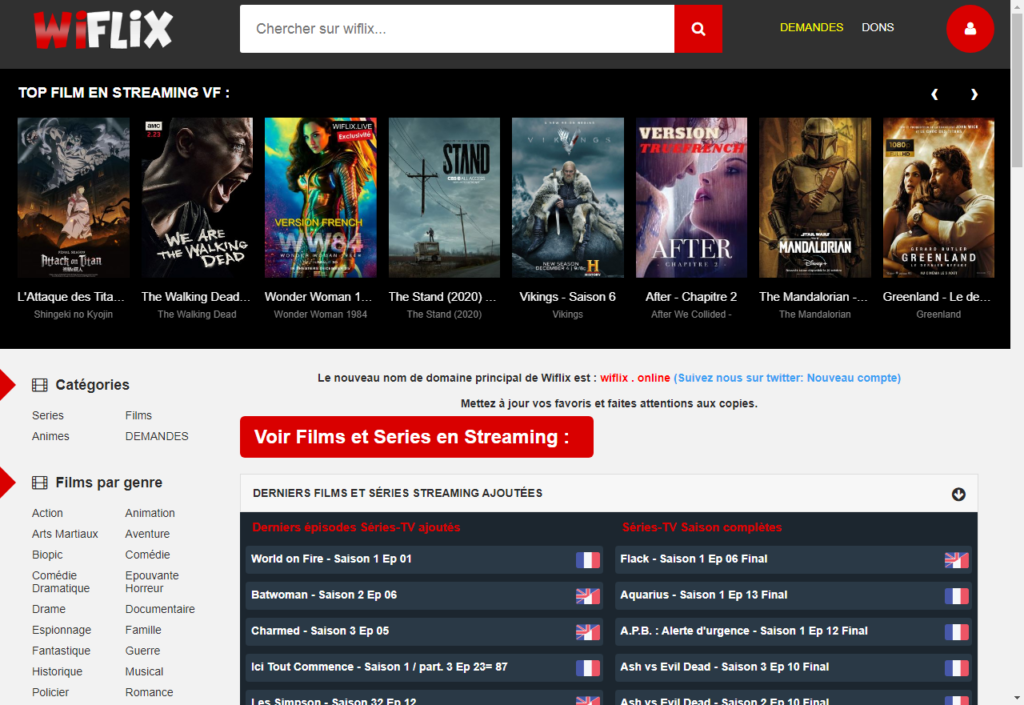 Wiflix – Site de streaming Film et Série gratuit en VF et VOSTFR