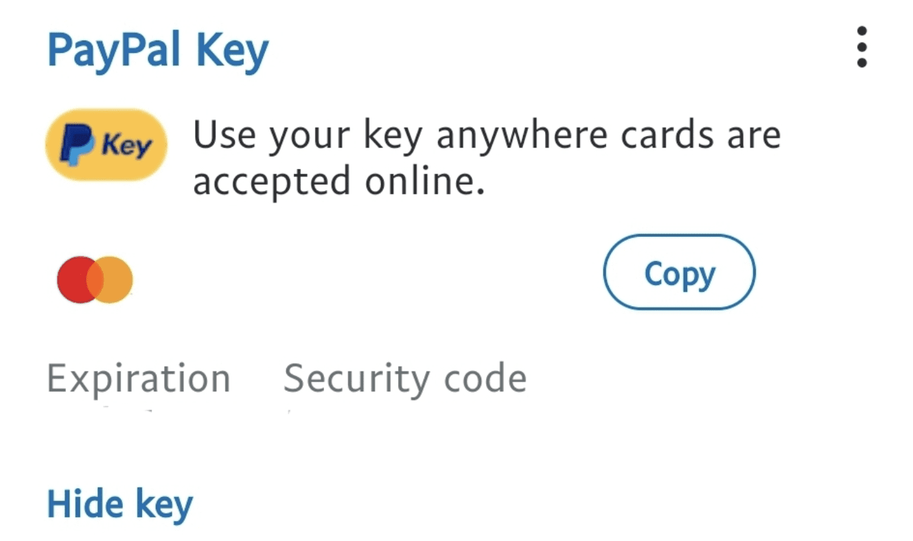 PayPal Key: Le nouveau carte virtuelle PayPal
