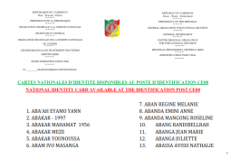 Liste des Cartes Nationales d'Indentités (CNI) disponibles au poste d'identification du Centre