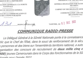 Concours de Recrutement des Elèves Commissaires de Police 2023 au Cameroun