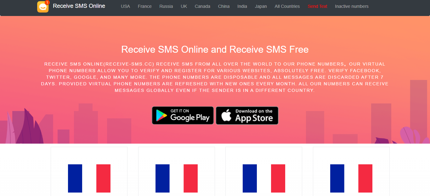 receive-sms.cc: Recevez gratuitement des SMS en ligne vers des numéros de téléphone virtuels
